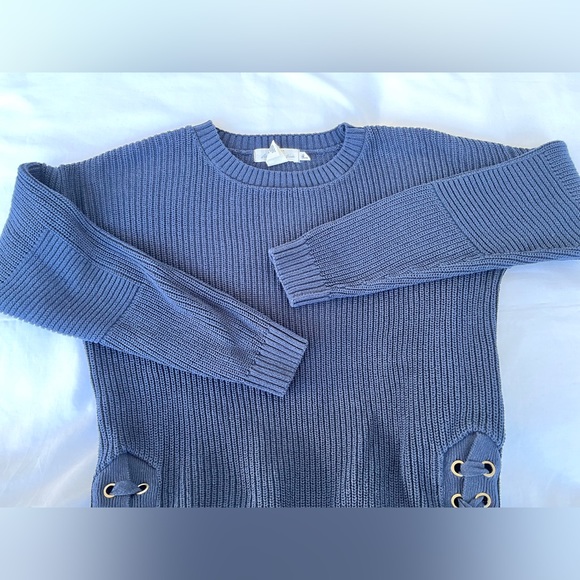 H&M | Navy Ribbed Knit Sweater With Lacing - Picture 6 of 16